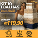 CloudSoft™ – Toalha Premium Algodão Turco | Kit 6 Banhão + 4 Rosto (BRINDE)